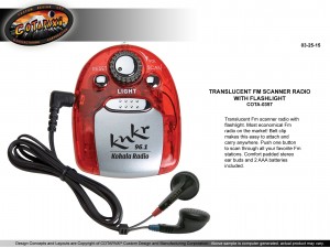 0357 Translucent FM Scanner Radio with Flashlight